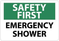 NMC - "Safety First - Emergency Shower", 10" Long x 14" Wide, Rigid Plastic Safety Sign - Rectangle, 0.05" Thick, Use for First Aid - Top Tool & Supply