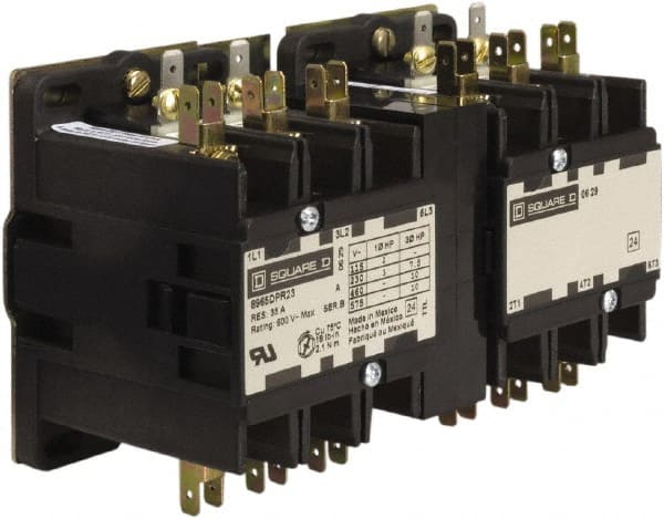 Square D - 4 Pole, 40 Amp Inductive Load, 110 Coil VAC at 50 Hz and 120 Coil VAC at 60 Hz, Reversible Definite Purpose Contactor - Exact Industrial Supply