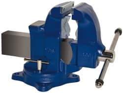 Gibraltar - 5" Jaw Width x 7-1/2" Jaw Opening Capacity, 6" Throat Depth, Bench & Pipe Combination Vise - 1/8 to 4-1/2" Pipe Capacity, Swivel Base, Bolt Down Attachment, Ductile Iron - Top Tool & Supply