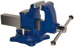 Gibraltar - 5" Jaw Width, 8" Opening Capacity, 5" Throat Depth, Ductile Iron Swivel Bench Vise - Bolt Down Base Attachment - Top Tool & Supply