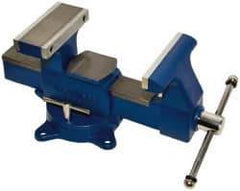 Gibraltar - 8" Jaw Width x 8-1/2" Jaw Opening Capacity, 4-3/4" Throat Depth, Bench & Pipe Combination Vise - 1/8 to 4-1/2" Pipe Capacity, Swivel Base, Bolt Down Attachment, Ductile Iron - Top Tool & Supply