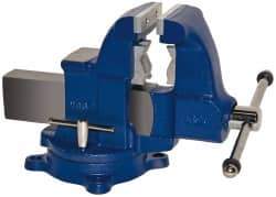 Gibraltar - 4-1/2" Jaw Width x 6" Jaw Opening Capacity, 5-1/2" Throat Depth, Bench & Pipe Combination Vise - 1/8 to 3-1/2" Pipe Capacity, Swivel Base, Bolt Down Attachment, Ductile Iron - Top Tool & Supply