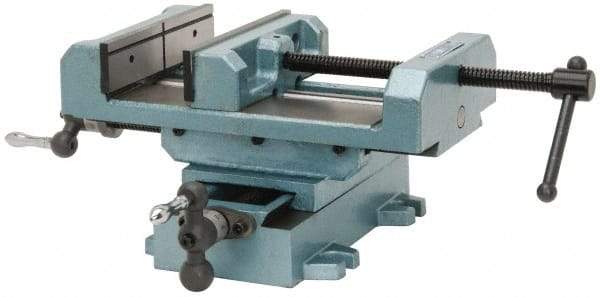 Wilton - 8" Jaw Opening Capacity x 2" Throat Depth, Horizontal Drill Press Vise - 8" Wide x 2" High Jaw, Cross Slide Base, Standard Speed, 11" OAL x 7-1/4" Overall Height, Cast Iron - Top Tool & Supply