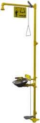 Bradley - 1-1/4" Inlet, 26 GPM shower Flow, Drench shower & Eyewash Station - Bowl, Triangular Pull Rod, Push Flag & Foot Treadle Activated, Galvanized Steel Pipe, Plastic Shower Head, 0.4 GPM Bowl Flow, Corrosion Resistant, Top or Mid Supply - Top Tool & Supply