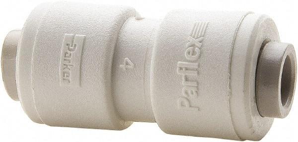 Parker - 1/2 x 3/8" Outside Diam, Polypropylene Push-to-Connect Tube Union - 150 Max psi, White - Top Tool & Supply