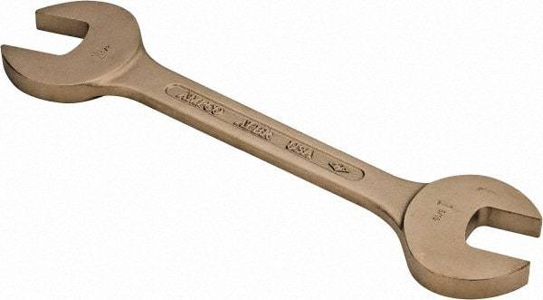 Ampco - 1-5/16" x 1-1/2" Nonsparking Open End Wrench - 14-3/8" OAL, Double End, Plain Finish, 15° Head Angle - Top Tool & Supply