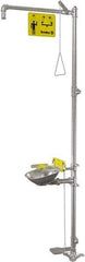 Bradley - 1-1/4" Inlet, 22 GPM shower Flow, Drench shower, Eye & Face Wash Station - Bowl, Triangular Pull Rod, Push Handle & Foot Pedal Activated, Stainless Steel Pipe, 316 Stainless Steel Shower Head, 5.1 GPM Bowl Flow, Corrosion Resistant - Top Tool & Supply