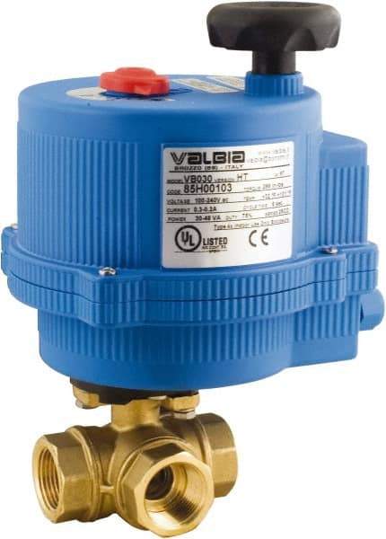 BONOMI - 1/4" Pipe, 100-240 VACV Voltage 400 psi WOG Rating Brass Electric Actuated Ball Valve - PTFE Seal, Standard Port, 100 psi WSP Rating, NPT End Connection - Top Tool & Supply