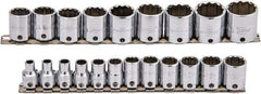 Proto - 21 Piece 3/8" Drive Socket Set - 12 Points, 6mm to 26mm Range, Metric Measurement Standard - Top Tool & Supply