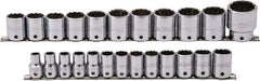 Proto - 24 Piece 1/2" Drive Socket Set - 12 Points, 10mm to 36mm Range, Metric Measurement Standard - Top Tool & Supply