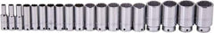 Proto - 19 Piece 1/2" Drive Deep Well Socket Set - 12 Points, 3/8" to 1-1/2" Range, Inch Measurement Standard - Top Tool & Supply