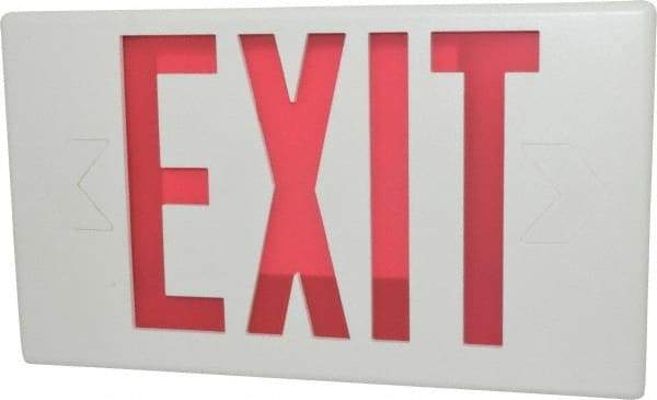 Cooper Lighting - 1 and 2 Face, 0.98, 1.03 Watt, White, Polycarbonate, LED, Illuminated Exit Sign - 120/277 VAC, Nickel Cadmium, Surface Mounted, 13 Inch Long x 2-1/8 Inch Wide x 7-1/2 Inch High - Top Tool & Supply