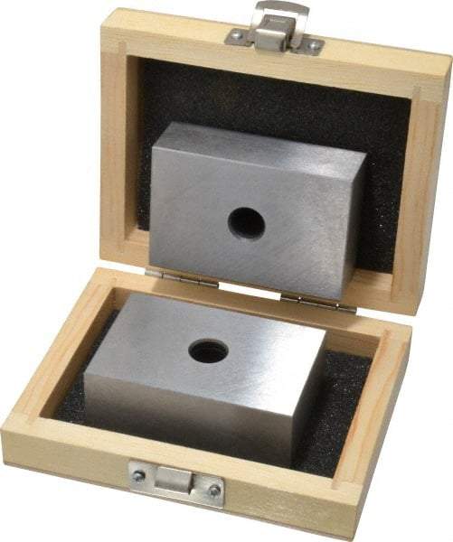 Fowler - 0.0003 Squareness Per Inch, Hardened Steel, 1-2-3 Block with 1 Hole Setup Block - 0.0002 Inch Overall Tolerance, 5/16 - 18 Inch Tapped Hole Size, 55-60 HRC Hardness, Sold As Matched Pair - Top Tool & Supply