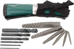 Cleveland - 12 Piece Spiral Flute Screw Extractor & Drill Set - Screw Range 3/16 to 1" - Top Tool & Supply