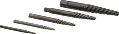 Cleveland - 5 Piece Spiral Flute Screw Extractor Set - Screw Range 3/16 to 3/4" - Top Tool & Supply