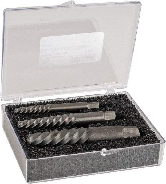 Cleveland - 3 Piece Spiral Flute Screw Extractor Set - Screw Range 25/32 to 1-7/8" - Top Tool & Supply