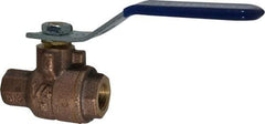 NIBCO - 1/4" Pipe, Full Port, Bronze Standard Ball Valve - 2 Piece, Inline - One Way Flow, FNPT x FNPT Ends, Lever Handle, 600 WOG, 150 WSP - Top Tool & Supply