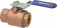 NIBCO - 1" Pipe, Full Port, Bronze Standard Ball Valve - 2 Piece, Inline - One Way Flow, FNPT x FNPT Ends, Locking Lever Handle, 600 WOG, 150 WSP - Top Tool & Supply