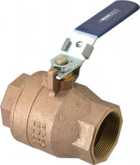 NIBCO - 2" Pipe, Full Port, Bronze Standard Ball Valve - 2 Piece, Inline - One Way Flow, FNPT x FNPT Ends, Locking Lever Handle, 600 WOG, 150 WSP - Top Tool & Supply