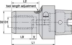 Kennametal - HSK63C Taper Shank, 32mm Hole Diam, Hydraulic Tool Holder/Chuck - 59.9mm Nose Diam, 100mm Projection, 50mm Clamp Depth, 15,000 RPM - Exact Industrial Supply