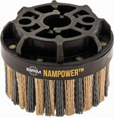 Brush Research Mfg. - 4" 80 Grit Ceramic/Silicon Carbide Tapered Disc Brush - Coarse Grade, CNC Adapter Connector, 0.71" Trim Length, 7/8" Arbor Hole - Top Tool & Supply