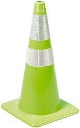 PRO-SAFE - 36" High, Lime Rigid Traffic Cone - 15" Base Width, 10 Lb, PVC - Top Tool & Supply