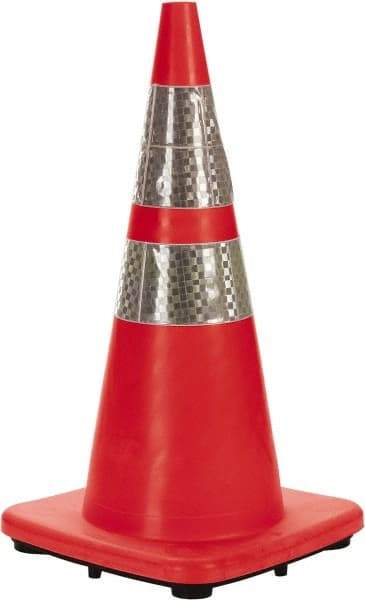 PRO-SAFE - 28" High, Orange Rigid Traffic Cone - 14" Base Width, 7 Lb, PVC - Top Tool & Supply