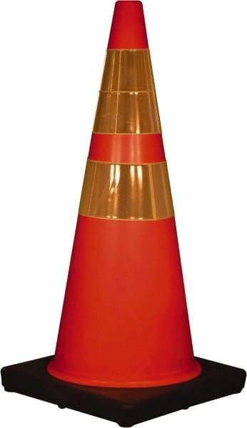 PRO-SAFE - 28" High, Orange Collapsible Traffic Cone - 14" Base Width, 4 Lb, Polyurethane - Top Tool & Supply