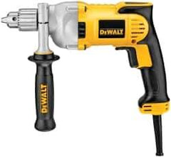 DeWALT - 1/2" Keyed Chuck, 1,200 RPM, Pistol Grip Handle Electric Drill - 10.5 Amps, 115 Volts, Reversible, Includes 360° Locking Side Handle with Soft Grip & Chuck Key with Holder - Top Tool & Supply