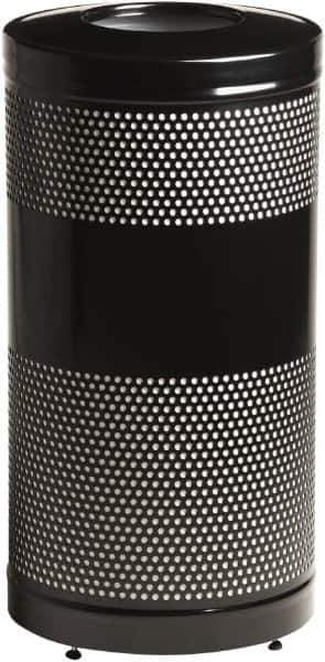 Rubbermaid - 25 Gal Black Round Decorative Waste Receptacle With Top - Steel, 902mm High - Top Tool & Supply