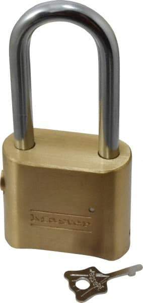 Master Lock - 2" Body Width, 2-1/8" Shackle Clearance, Solid Brass Combination Lock - 5/16" Shackle Diam, 1" Shackle Width, Control Key is Sold Separately - Top Tool & Supply