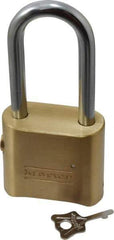 Master Lock - 2" Body Width, 2-1/8" Shackle Clearance, Solid Brass Combination Lock - 5/16" Shackle Diam, 1" Shackle Width, Control Key is Sold Separately - Top Tool & Supply