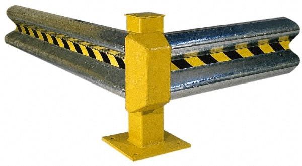 Vestil - 4' Long x 12" High, Gray with Black & Yellow Caution Tape Steel Straight Standard Guard Rail - 2 Rails Accommodated, 3-1/4" Deep, 30 Lb - Top Tool & Supply