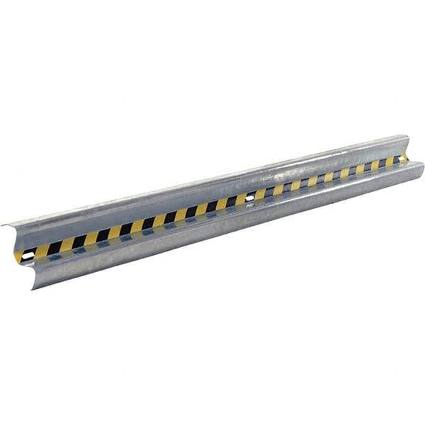 Vestil - 10' Long x 12" High, Gray with Black & Yellow Caution Tape Steel Straight Heavy Duty Guard Rail - 3 Rails Accommodated, 3-1/4" Deep, 76 Lb - Top Tool & Supply