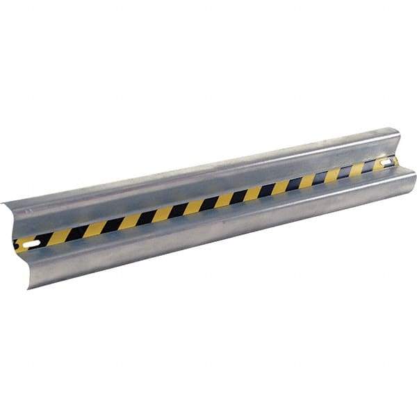 Vestil - 6' Long x 12" High, Gray with Black & Yellow Caution Tape Steel Straight Standard Guard Rail - 2 Rails Accommodated, 3-1/4" Deep, 47 Lb - Top Tool & Supply