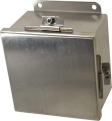 Cooper B-Line - Stainless Steel Standard Enclosure Hinge Flat Cover - NEMA 4, 12, 13, 3RX, 4X, 6" Wide x 6" High x 4" Deep, Corrosion Resistant, Dust-tight, Rainproof & Watertight - Top Tool & Supply