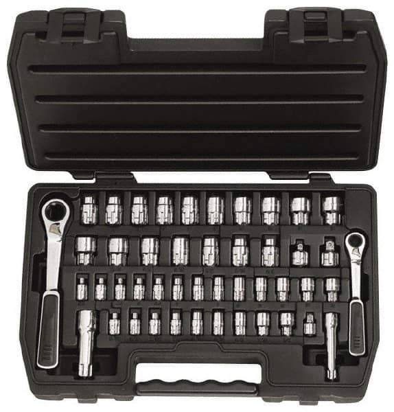 GearWrench - 46 Piece 1/4 & 3/8" Drive Standard Socket Set - 5/32 to 3/4", 3.5 to 19mm, Inch/Metric Measurement Standard - Top Tool & Supply