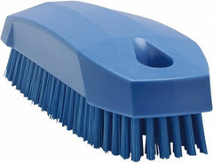 Vikan - 0.7" Bristle Length, Polyester Scrub Brush - 1-1/2" Wide Head, 4-1/2" OAL, Blue, Polypropylene Block - Top Tool & Supply