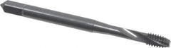 OSG - #8-32 UNC 2 Flute Modified Bottoming Spiral Flute Tap - Powdered Metal, Oxide Finish, 2-1/8" OAL, Right Hand Flute, Right Hand Thread, Oversize, H6, Series 313 - Top Tool & Supply