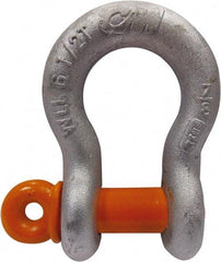 CM - 1/2" Nominal Chain Size, 2 Ton Carbon Steel Screw Anchor Shackle - 23/32" Diam, 5/8" Pin Diam, 13/16" Wide Inside Jaw, 1-5/32" Inside Width - Top Tool & Supply