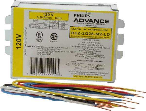 Philips Advance - 2 Lamp, 120 Volt, 0.48 Amp, 0 to 39 Watt, Programmed Start, Electronic, Dimmable Fluorescent Ballast - 1.00/0.05 Ballast Factor - Top Tool & Supply