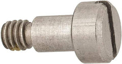 Made in USA - 3/16" Shoulder Diam x 1/4" Shoulder Length, #8-32 UNC, Slotted Precision Shoulder Screw - 303, 18-8 Stainless Steel with Nylon Locking Patch, Uncoated, 5/32" Head Height x 5/16" Head Diam - Top Tool & Supply