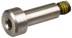 Made in USA - 1/4" Shoulder Diam x 7/16" Shoulder Length, #10-32 UNF, Hex Socket Precision Shoulder Screw - 303, 18-8 Stainless Steel with Nylon Locking Patch, Uncoated, 3/16" Head Height x 3/8" Head Diam - Top Tool & Supply