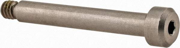 Made in USA - 3/16" Shoulder Diam x 1-1/4" Shoulder Length, #8-32 UNC, Hex Socket Precision Shoulder Screw - 303, 18-8 Stainless Steel with Nylon Locking Patch, Uncoated, 5/32" Head Height x 5/16" Head Diam - Top Tool & Supply