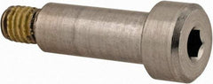 Made in USA - 1/4" Shoulder Diam x 5/8" Shoulder Length, #10-32 UNF, Hex Socket Precision Shoulder Screw - 303, 18-8 Stainless Steel with Nylon Locking Patch, Uncoated, 3/16" Head Height x 3/8" Head Diam - Top Tool & Supply