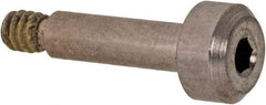 Made in USA - 1/8" Shoulder Diam x 7/16" Shoulder Length, #4-40 UNC, Hex Socket Precision Shoulder Screw - 303, 18-8 Stainless Steel with Nylon Locking Patch, Uncoated, 1/8" Head Height x 1/4" Head Diam - Top Tool & Supply