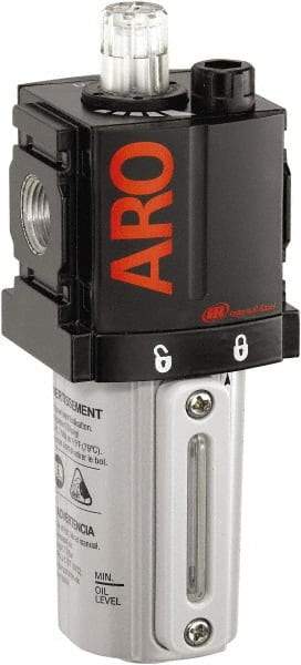 ARO/Ingersoll-Rand - 1/4" NPT, 250 Max psi Compact Modular Lubricator - Metal Bowl with Sight Glass, Aluminum Body, 51 CFM, 175°F Max Temp, 2.2" Long x 2.24" Wide x 5.99" High - Top Tool & Supply