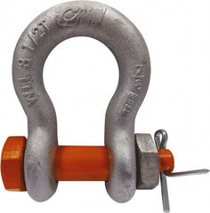 CM - 3/8" Nominal Chain Size, 2 Ton Alloy Steel Bolt Anchor Shackle - 17/32" Diam, 7/16" Pin Diam, 21/32" Wide Inside Jaw, 15/16" Inside Width - Top Tool & Supply