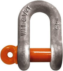 CM - 5/16" Nominal Chain Size, 0.75 Ton Carbon Steel Screw Chain Shackle - 15/32" Diam, 3/8" Pin Diam, 17/32" Wide Inside Jaw, 17/32" Inside Width - Top Tool & Supply