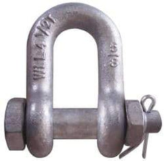 CM - 1/4" Nominal Chain Size, 0.5 Ton Carbon Steel Bolt Chain Shackle - 13/32" Diam, 9/32" Pin Diam, 15/32" Wide Inside Jaw, 15/32" Inside Width - Top Tool & Supply